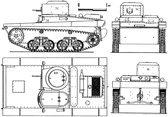 Танк T-37A - чертежи, габариты, рисунки