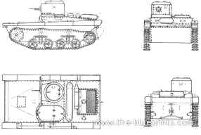 Танк T-37 Light Tank Amphibious (1934) - чертежи, габариты, рисунки