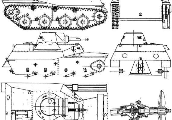 Танк T-40 - чертежи, габариты, рисунки