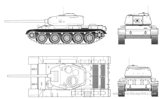Танк T-44 - чертежи, габариты, рисунки