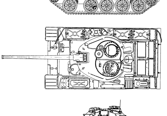 Танк T-54 - чертежи, габариты, рисунки