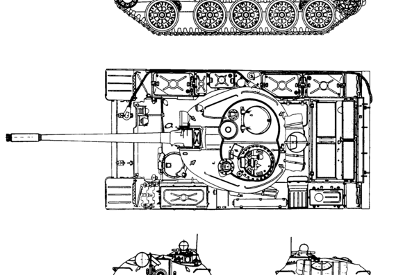 Танк T-54B - чертежи, габариты, рисунки