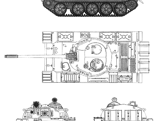 Танк T-54 M1958 - чертежи, габариты, рисунки