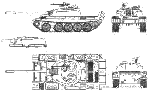 Танк T-55 - чертежи, габариты, рисунки
