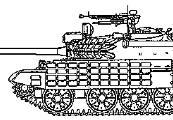 Танк T-55AMV - чертежи, габариты, рисунки