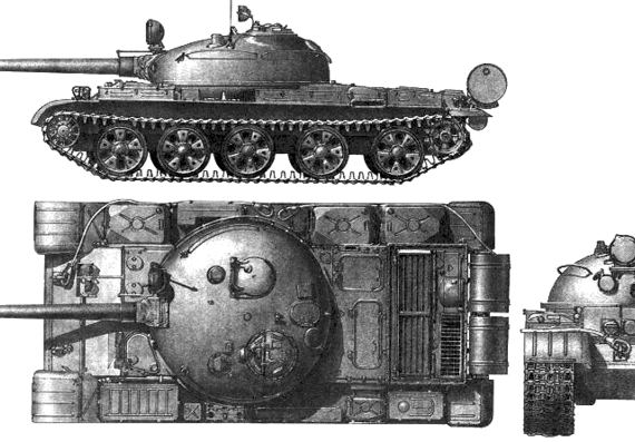 Танк T-62 - чертежи, габариты, рисунки