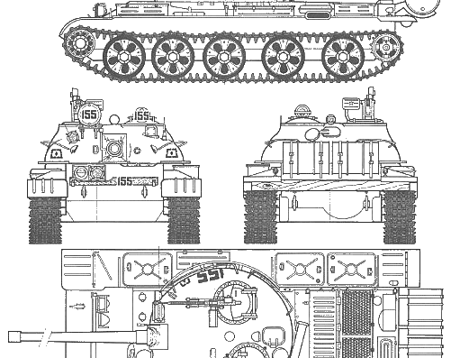 Tank T-62A - drawings, dimensions, figures