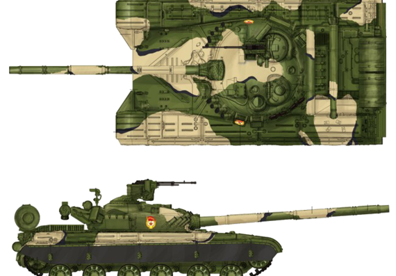 Танк T-64A (1981) - чертежи, габариты, рисунки