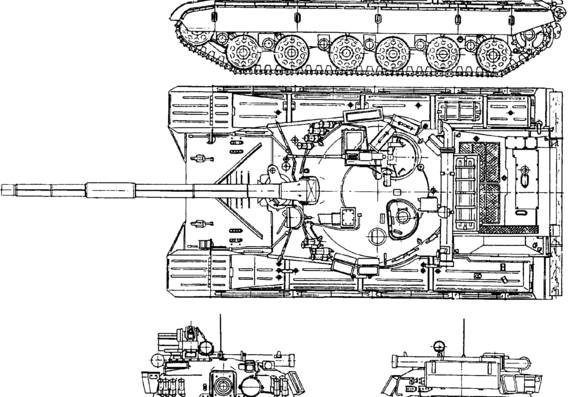 Танк T-64B - чертежи, габариты, рисунки