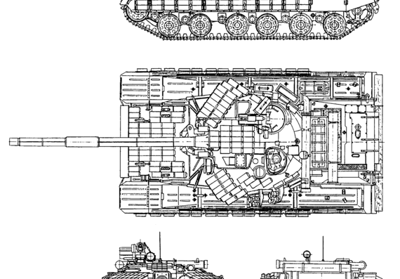 Танк T-64BV - чертежи, габариты, рисунки