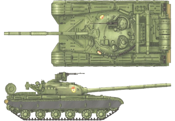 Танк T-64B (1975) - чертежи, габариты, рисунки
