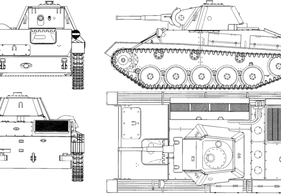 Танк T-70 - чертежи, габариты, рисунки
