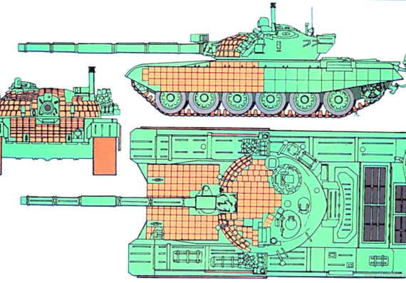 Танк T-72 ERAWA - чертежи, габариты, рисунки