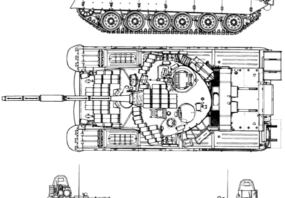 Танк T-80BV - чертежи, габариты, рисунки