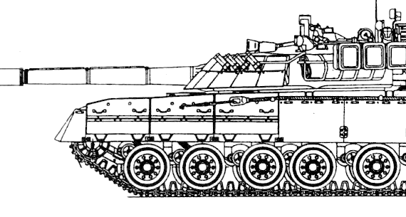 Танк T-80U - чертежи, габариты, рисунки