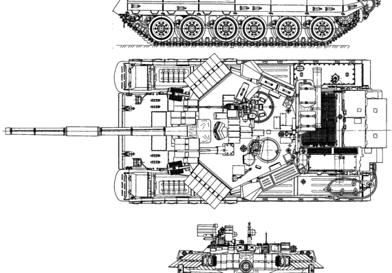 Танк T-84U Oplot - чертежи, габариты, рисунки