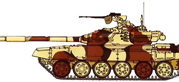 Танк T-90 - чертежи, габариты, рисунки