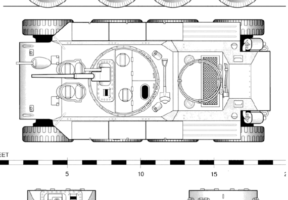 Танк T13 Armoured Car - чертежи, габариты, рисунки