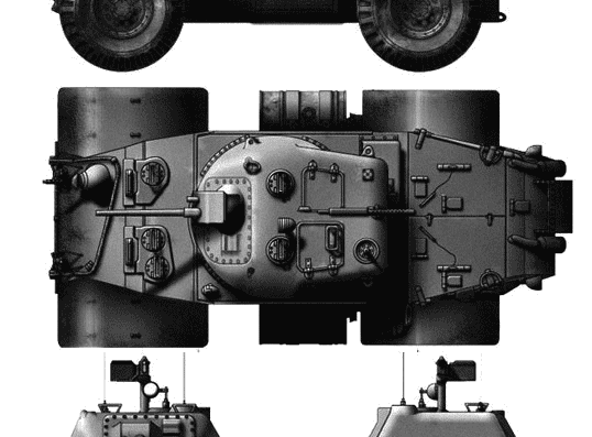 Tank T17E1 Staghound Armored Car - drawings, dimensions, figures