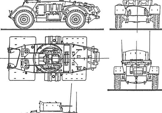 Танк T17E2 Staghound 4x4 AA - чертежи, габариты, рисунки