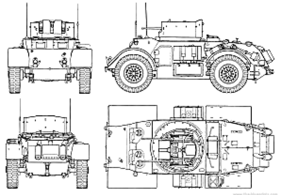 Танк T17E2 Staghound Mk.I AA 0.5in - чертежи, габариты, рисунки