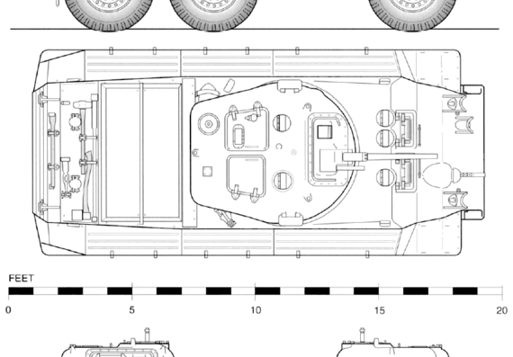 Танк T17 Deerhound Armoured Car - чертежи, габариты, рисунки