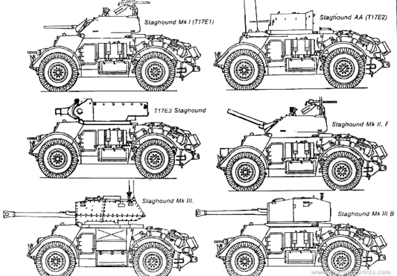 Tank T17 Staghound - drawings, dimensions, pictures