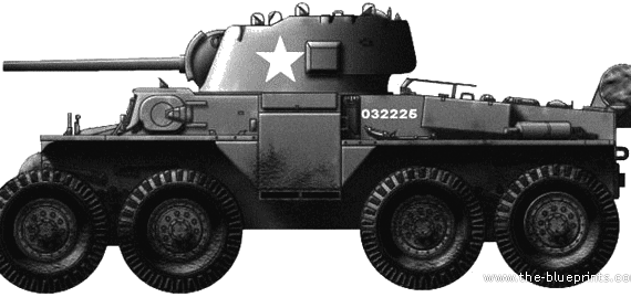 Tank T18E2 Boarhound Armored Car - drawings, dimensions, pictures