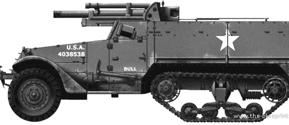 Tank T19 105mm M2A1 Howitzer - drawings, dimensions, figures