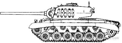 Танк T26E1 Pershing - чертежи, габариты, рисунки