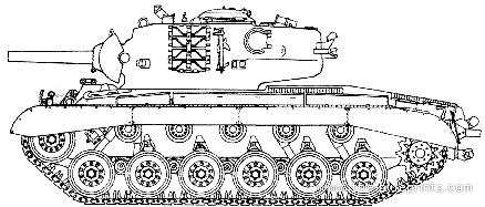 Танк T26E2 Pershing M45 - чертежи, габариты, рисунки