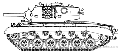 Tank T26E2 Pershing (M45) - drawings, dimensions, figures