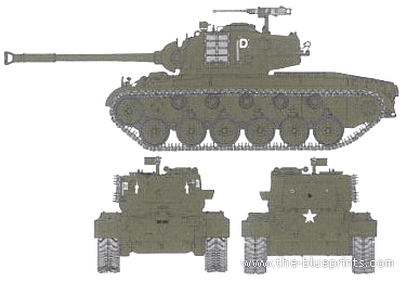 Tank T26E3 Pershing - drawings, dimensions, figures