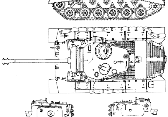 Танк T26E3 Pershing M26 - чертежи, габариты, рисунки