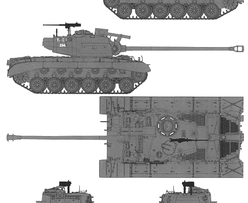 Танк T26E45 Pershing - чертежи, габариты, рисунки