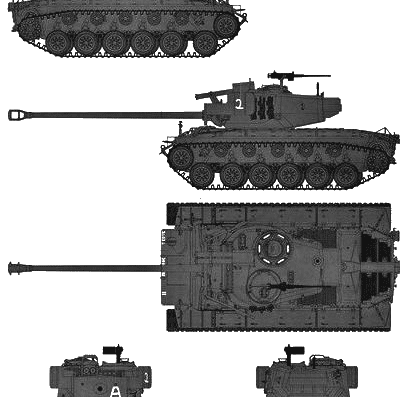 Tank T26E4 Super Pershing - drawings, dimensions, figures