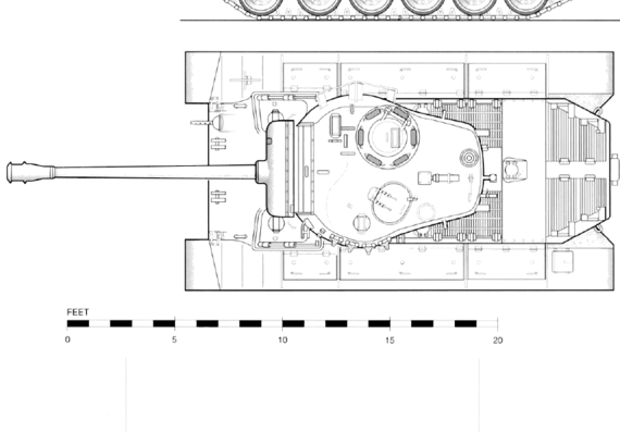Tank T26 Pershing - drawings, dimensions, figures