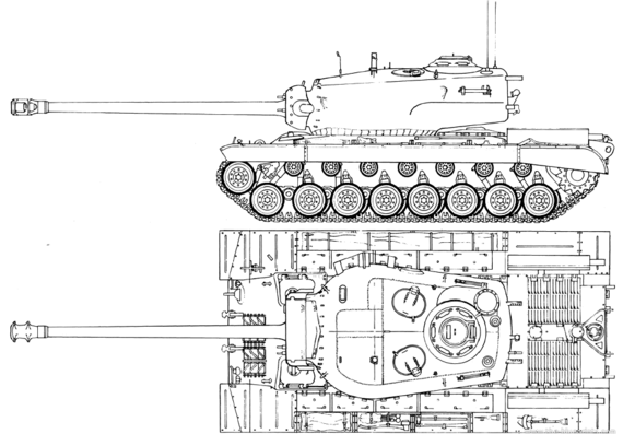 Танк T29/T30 US Heavy tank - чертежи, габариты, рисунки