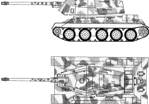 Танк T34 100mm SPG Egypt - чертежи, габариты, рисунки