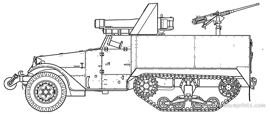 Tank T38 Half Truck 105mm Gun Motor Carriage - drawings, dimensions, pictures
