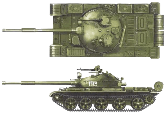 Tank T62 (1972) - drawings, dimensions, pictures