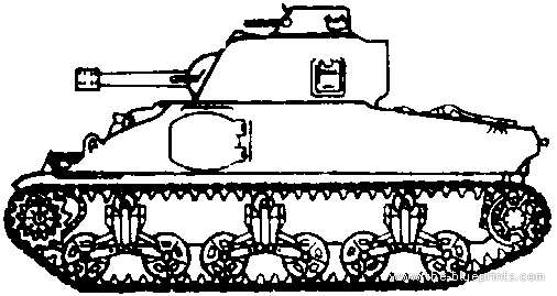 Танк T6 Sherman (1941) - чертежи, габариты, рисунки