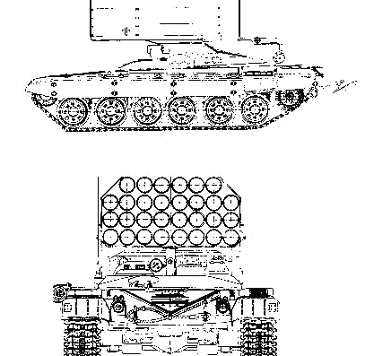 Танк TOS-1 Buratino 220mm - чертежи, габариты, рисунки