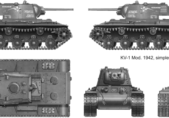 Trumpeter KV-1 tank - drawings, dimensions, figures