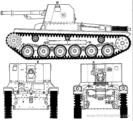 Tank Type 1 75mm Self Propelled Gun - drawings, dimensions, figures