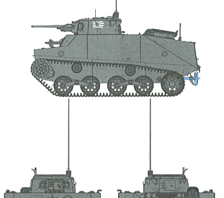 Tank Type 2 Ka-Mi - drawings, dimensions, figures
