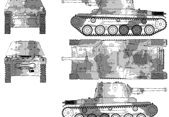 Танк Type 3 Ho-Ni III - чертежи, габариты, рисунки