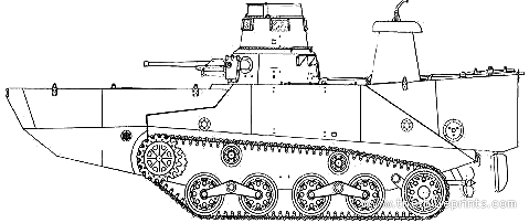 Танк Type 3 Kachi Motor Launch - чертежи, габариты, рисунки