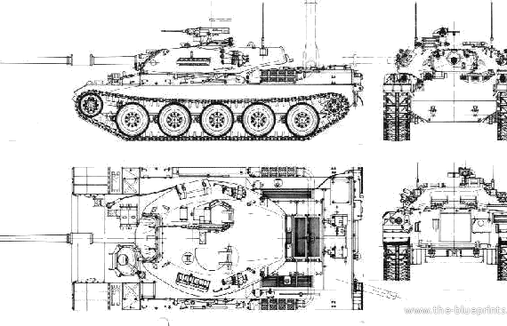 Танк Type 74 (Japan) - чертежи, габариты, рисунки