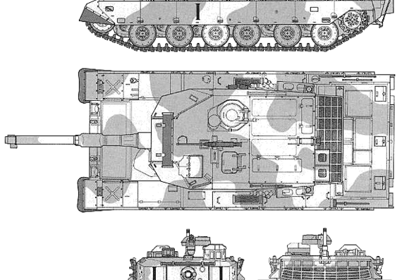 Танк Type 90 MBT - чертежи, габариты, рисунки